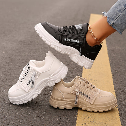 Women'S Breathable Knit Sneakers - Lightweight Thick Sole Casual Walking Shoes in White  Black, Synthetic Cover Upper with Rubber Outsole, Lace-Up Low-Top Design for Indoor/Outdoor, Travel, Beach  Shopping - Cute Gift for M