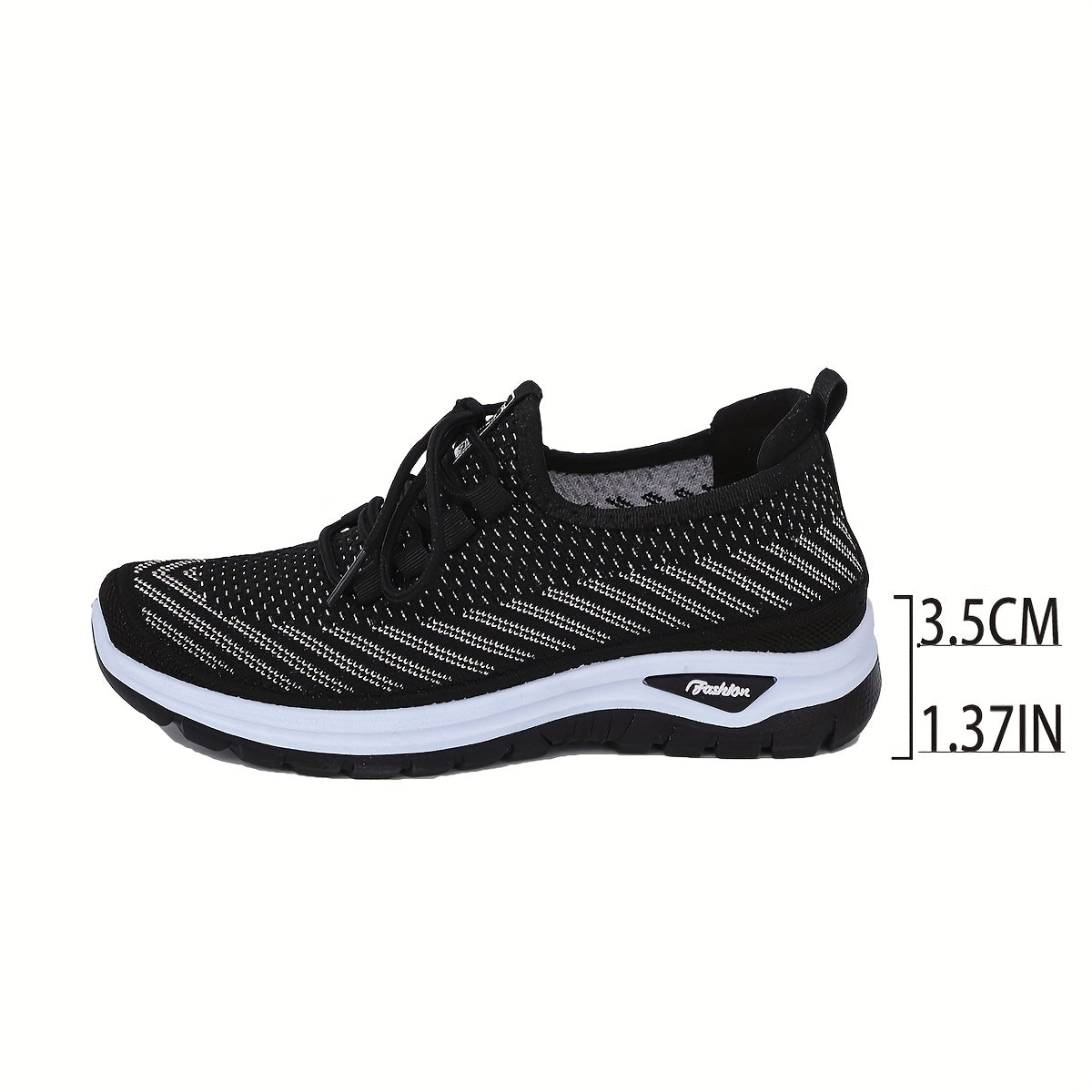 Women'S Knit Casual Sneakers - Stylish Striped Weave Pattern, Breathable Non-Slip Comfort Shoes with Rubber Sole for Outdoor Wear