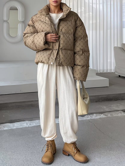 Women's Oversized Winter Coat - Full-Zip Closure, Thickened Outerwear Jacket in Beige/Tan/ Brown/Black/White/Gray/Blue/Red/, Machine Washable Cold Weather Outer Jacket for Everyday & Formal Events