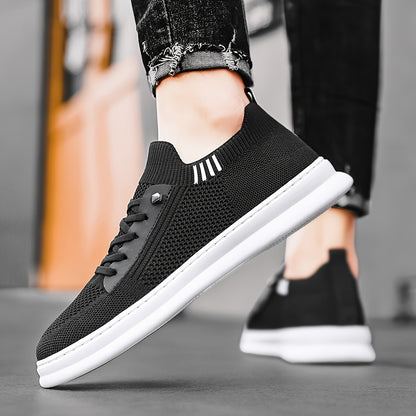 Men's Breathable Mesh Sneakers - Casual Retro Slip-On Flats with Soft PVC Sole, Lace-Up Closure for Spring/Summer Outdoor and Casual Attire