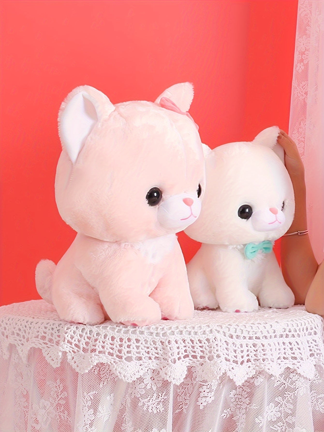 An adorable sitting New Year's cake cat plush toy doll, creative soft and cute cat pillow cat doll birthday creative gift home decoration