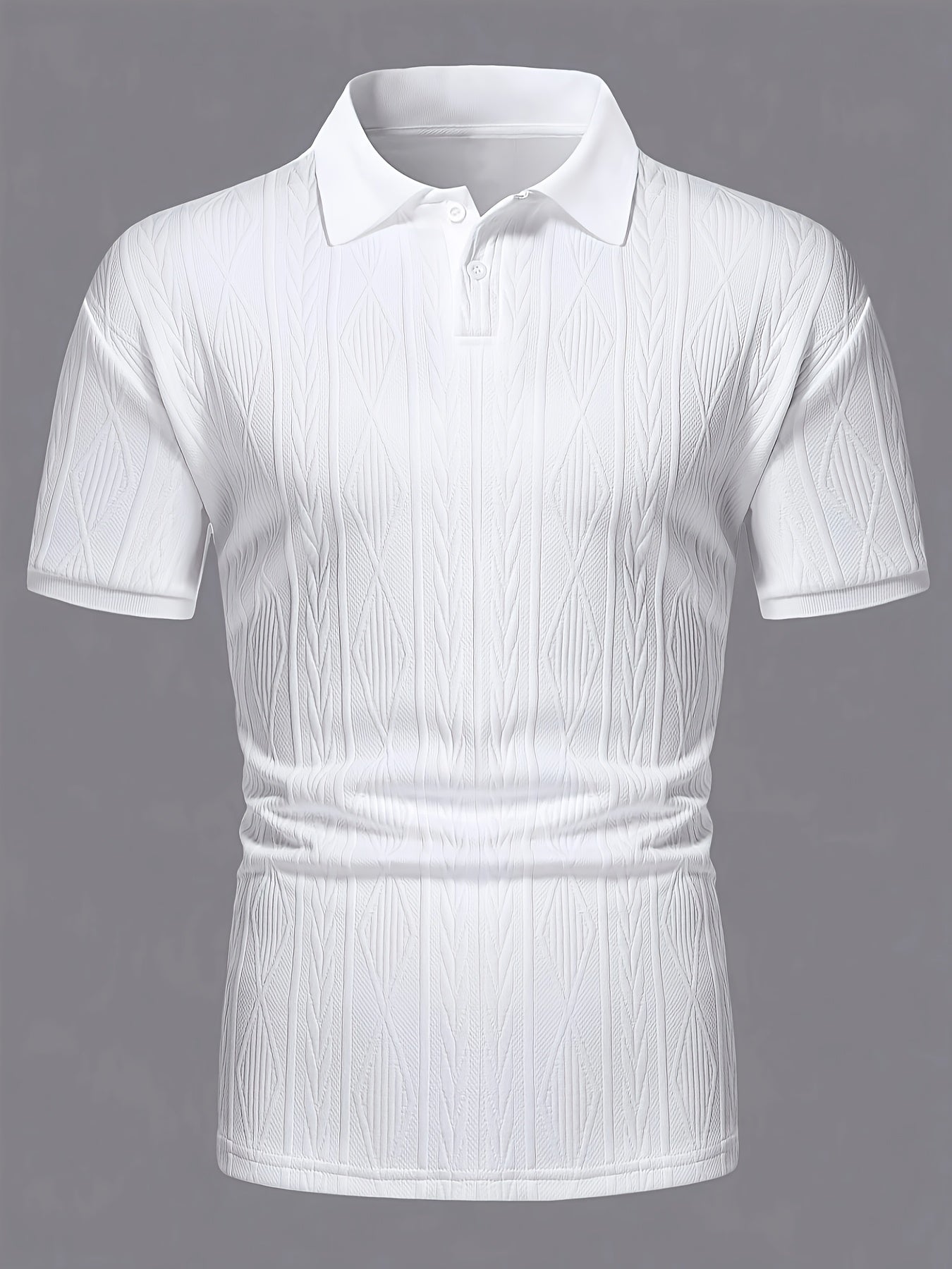 Men'S New Solid Color Top, Jacquard Design, Soft Fabric, Outdoor Casual Business Breathable Polo Shirt Golf Shirt, Suitable for Vacation and Business Occasions, Essential for Daily Leisure - ayq