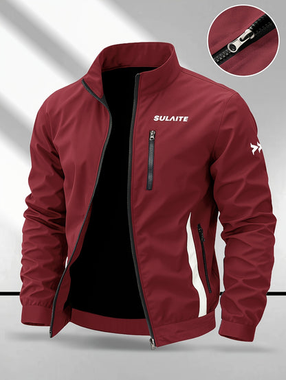 Men's Vintage Casual Bomber Jacket Stand Collar Windproof Coat
