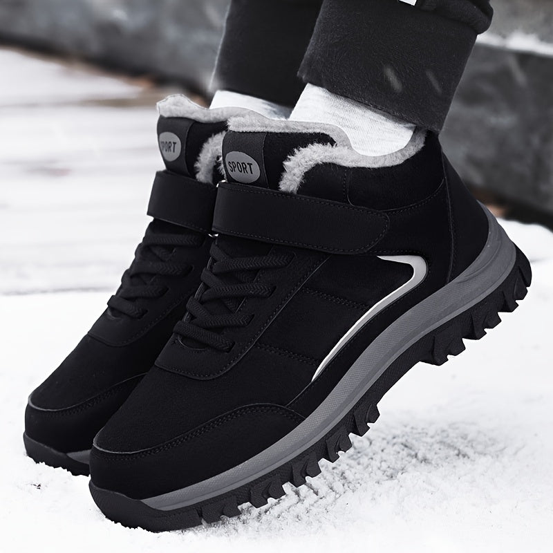 Men's & Women's All-Black Winter/Fall Sneakers - Comfortable Slip-Resistant Arch & Cushioned Insole, Lace-Up or Closure, Slip-Resistant Rubber Sole, Warm Round-Toe Design - Casual & Light Sports Shoes for Elderly, Seniors, Wa