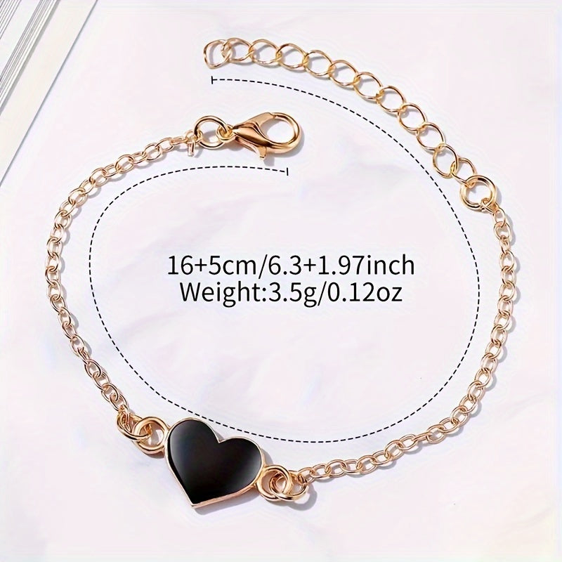 Chic 6pcs Quartz Watch Set with Faux Leather Straps & Heart Charm Bracelets - Perfect Gift for Valentine's, Easter, Birthdays & Christmas