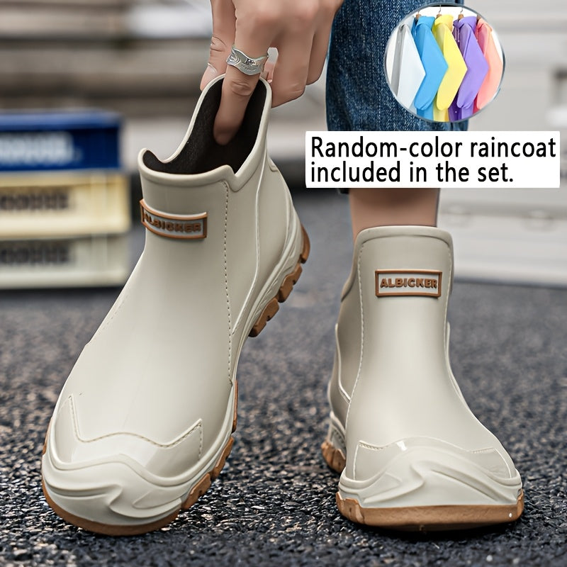 Men's High-Top PU Rain Boots for Outdoor Walking