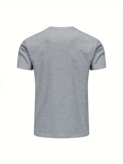 Men's Solid T-shirt With Chest Pocket, Casual Short Sleeve Crew Neck Tee, Men's Clothing For Summer Outdoor
