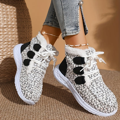 XS կանացի նորաձև, հարմարավետ, տաք, բաց գույնի, փափուկ, ժանյակավոր կարճ կոշիկներ + արհեստական ​​մորթուց հյուսվածք, նորաձև, առօրյա, ձմեռային կոշիկներ, կանանց համար երկար ձմեռային կոշիկներ, լայն չափսի արհեստական ​​մորթուց կոշիկներ, կանացի ձյան կոշիկներ