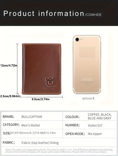 A Lightweight Men'S Leather Wallet Designed for Casual Use, Featuring a Compact Bi-Fold Style, Ample Space for , a Passport Compartment, Multiple Card Slots, And a Storage Pouch for Tickets And - ayq