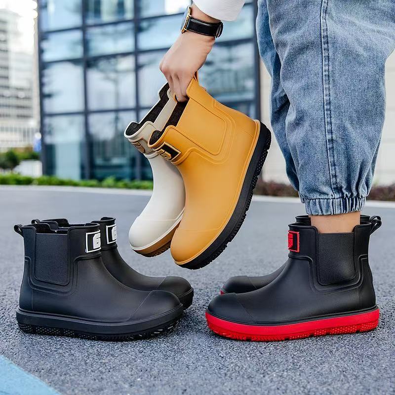 Men's Slip-Resistant Chelsea Ankle Rain Boots, Lightweight