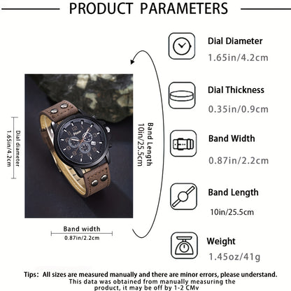 A Set of 5pcs Including a Classic And Easy Casual Wallet for Men, a Deep Brown Large Dial Quartz Watch, Glasses, a Keychain, And a Belt - The Perfect Gift for Loved Ones for Christmas, Valentine'S Day, New Year, And Halloween