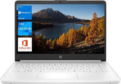 HP Portable Laptop, Student and Business, 14" HD Display, Intel Quad-Core N4120, 8GB DDR4 RAM, 64GB Emmc, 1 Year Office 365, Webcam, RJ-45, HDMI, Wi-Fi, Windows 11 Home, Silver