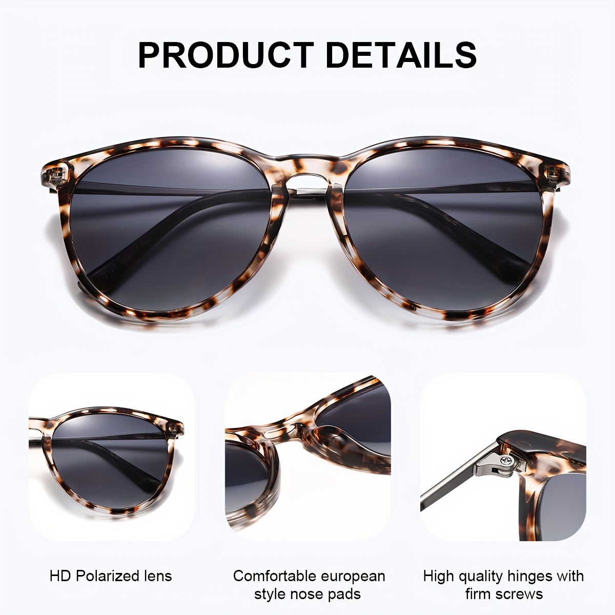Women’s Oval Retro Leopard Print Lightweight Sunglasses