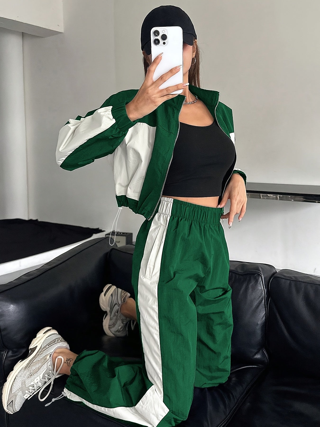 Women’s Y2K High-Waist Color Block Casual Suit for Spring