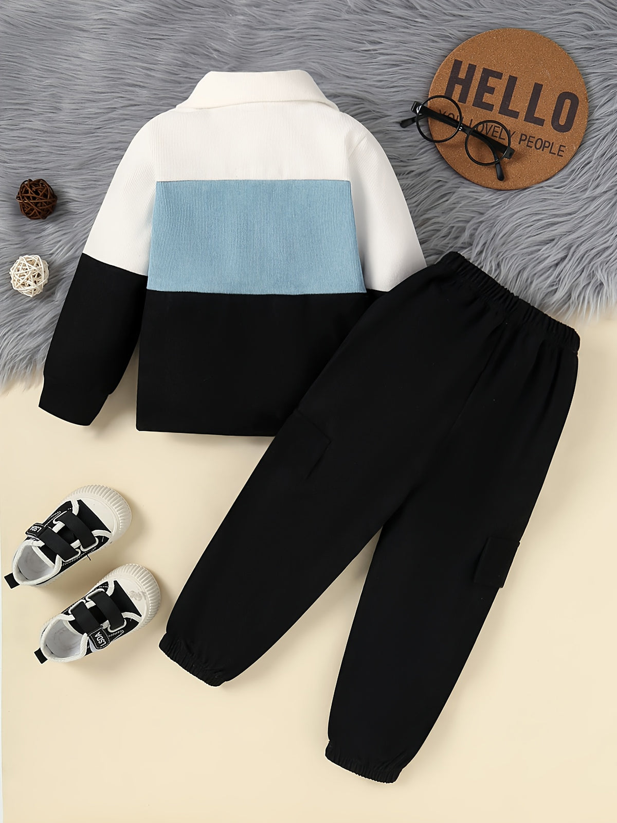 Boys' Fall-Winter Corduroy Bomber Jacket & Pants Set - ayq