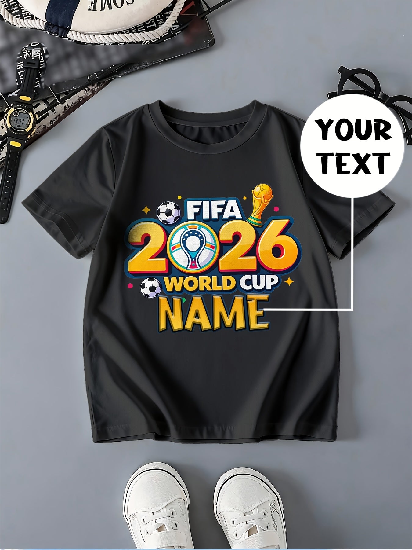 Boys 2026 World Cup Mesh T-Shirt Casual Summer Top