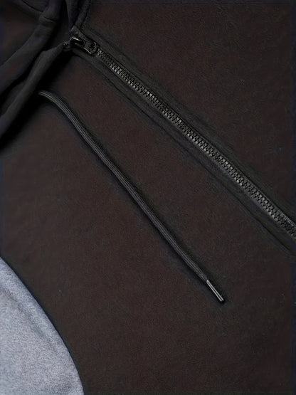 Տղամարդկանց աշնանային և ձմեռային կայծակաճարմանդով սվիտեր՝ հակադիր գույների, ուսաթևերով վերնաշապիկով