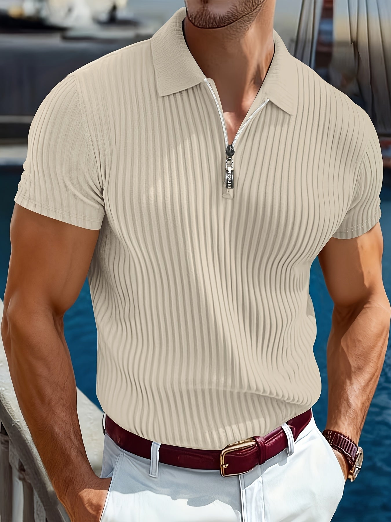 Men'S Casual Summer POLO Shirt | Short Sleeve, Slight Stretch Fabric, Solid Color, Regular Fit, Perfect for Adult - ayq