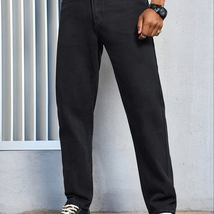 Men'S Regular Fit Denim Jeans, 80% Cotton 9.5% Polyester 10% Rayon, All-Season Solid Color Raw Wash, Woven Fabric 382g/m², Basic Style Regular Length Pants
