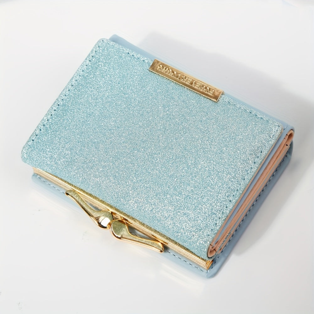 1pc, Women's Luxury High-Quality Wallet, Multi-Functional Multi-Card Slot Exclusive Coin Purse, Portable Compact Versatile Travel, Gorgeous Small Sequins, Exquisite Lady Gentle Style, Unique Design, Metal Snap Closure, Solid