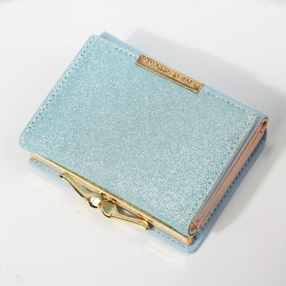 1pc, Women's Luxury High-Quality Wallet, Multi-Functional Multi-Card Slot Exclusive Coin Purse, Portable Compact Versatile Travel, Gorgeous Small Sequins, Exquisite Lady Gentle Style, Unique Design, Metal Snap Closure, Solid