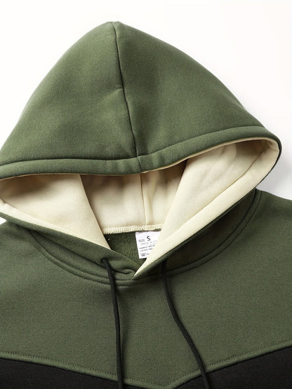 Men's Color Block Hoodie - Casual Graphic Design Pullover With Kangaroo Pocket For Winter And Fall Streetwear - Great Gift