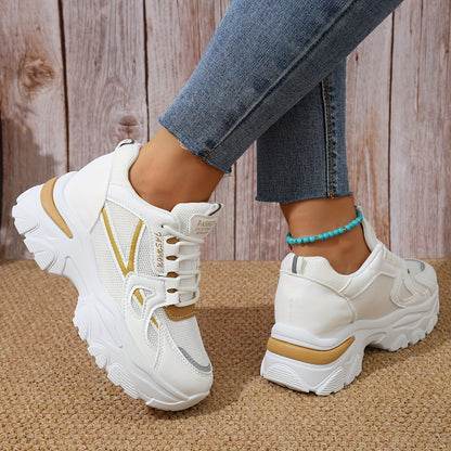 Women'S Fashion Sneakers 2024 - Breathable Mesh, All-Season Low Top Lace-Up Sports Shoes with Plain Toe, Man-Made Upper, Fabric Inner, Faux Sole, and Durable Insole