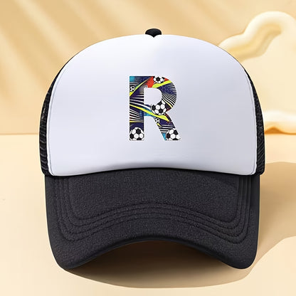 Boys' Breathable Soccer Alphabet Mesh Baseball Cap - Summer Style