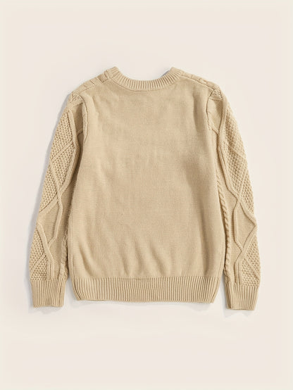 Men'S Knitted Acrylic Pullover Sweater with a Round Neck And Long Sleeves, Made from Knitted Fabric, Featuring a Casual Regular Fit Suitable for Weekends - Fall/Winter Collection