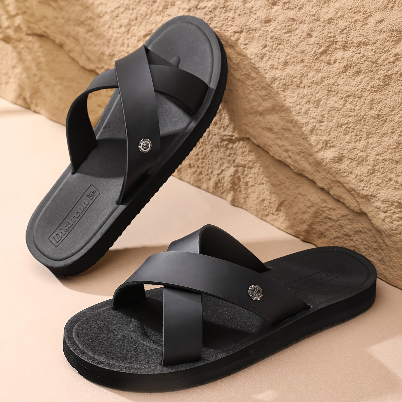 Men's Cross-Strap Casual Sandals with Soft EVA Sole