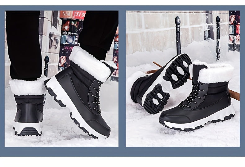 Winter velvet warm Men's and Women's shoes, thick snow boots, outdoor anti slip large size high top shoes