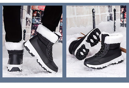 Winter velvet warm Men's and Women's shoes, thick snow boots, outdoor anti slip large size high top shoes