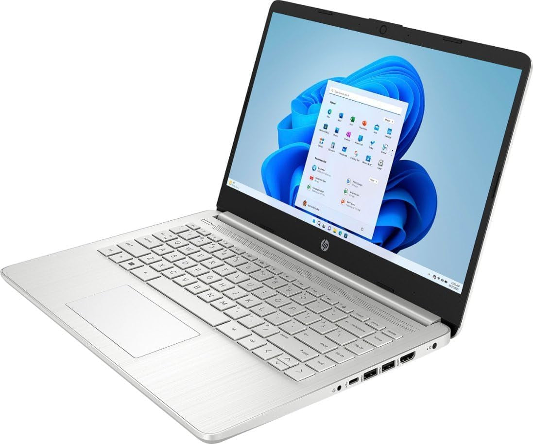 HP Laptop Computer 14" Ultral Light for Students and Business, 4 Cores Intel Celeron, 16GB RAM, 256GB Storage(128Gb Emmc+128Gb Ghost Manta SD), 1 Year Office 365, Webcam, HDMI, Wifi, USB-C, Win 11 S