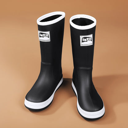 Men's High-Top PU Rain Boots All-Season Slip-On Style