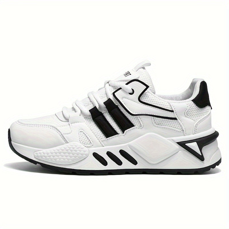 Men's Breathable Mesh Running Sneakers - Lightweight, Comfortable, and Durable Low-Top Sneakers for Casual and Sporty Wear, Versatile Trainers   Modern Sneakers   Stylish Stripes