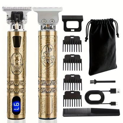 YAIAWISU Men's Cordless Electric Hair Clippers & Beard Trimmer with LCD Screen, USB-Rechargeable Cordless Grooming Kit, T-Blade Trimmer with Guide Comb Suitable for Hair, Shaving, and Scalp Trimming