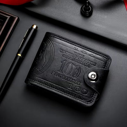 Brown Leather Wallet – Embossed $100 Bill Design - ayq