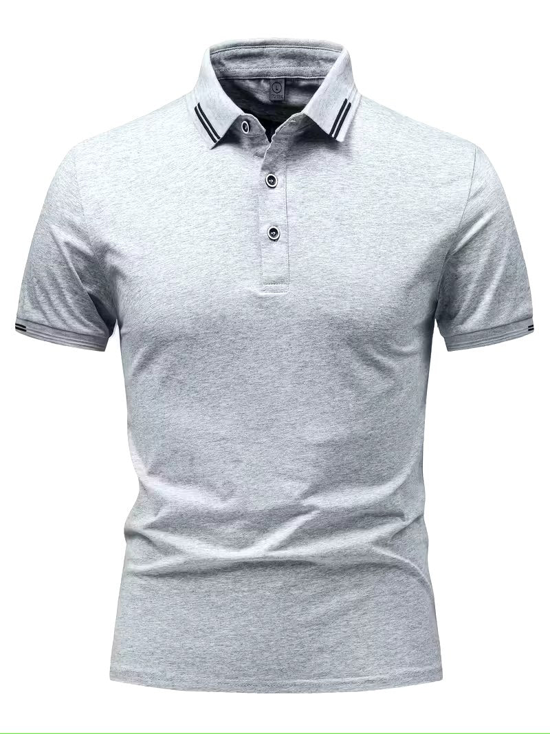 Men's Light Gray Polo Shirt – Casual Short Sleeve Cotton Blend Golf & Everyday Wear - ayq