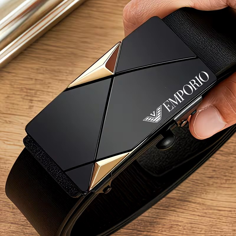 Luxury Black Belt – Geometric Buckle Modern Design - ayq