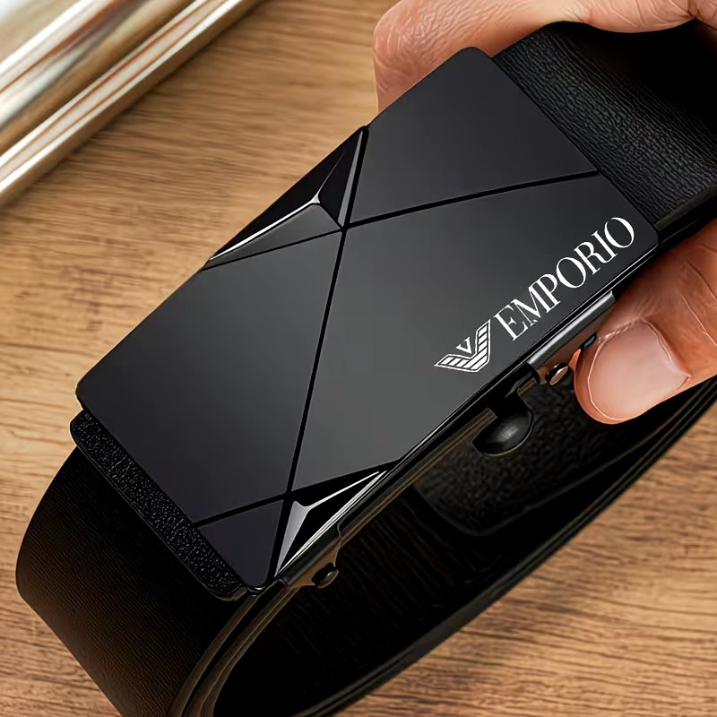 Luxury Black Belt – Geometric Buckle Modern Design - ayq