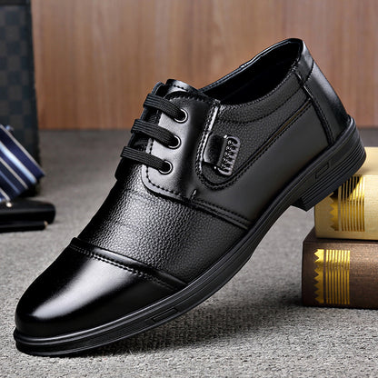 Men's Casual Business Lace-Up Low-Top Shoes, Anti-Slip Rubber Sole